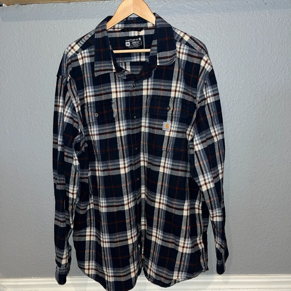 CARHARTT LOOSE FIT Heavyweight Flannel Chore Shirt Shacket Jacket EUC Men's 2XL